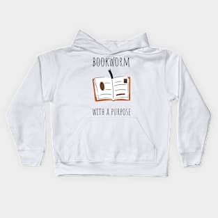 bookworm with a purpose Kids Hoodie